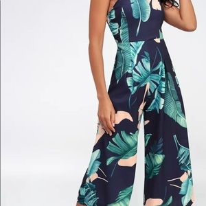 Midi Navy leaf jumpsuit